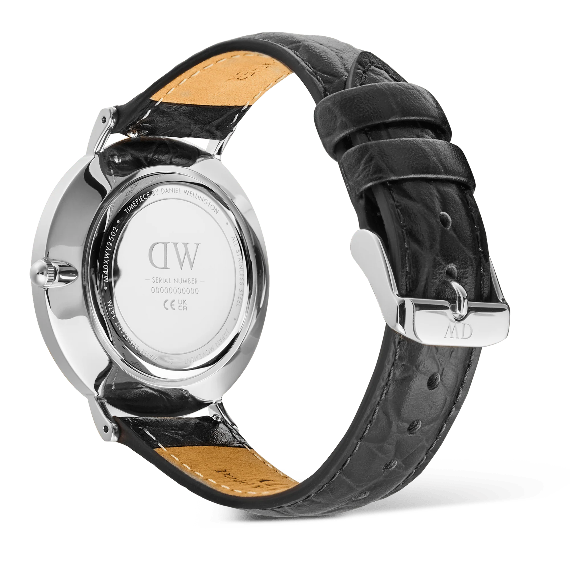 Classic Roman Numerals Date Black Croc Belly Silver - Image 6