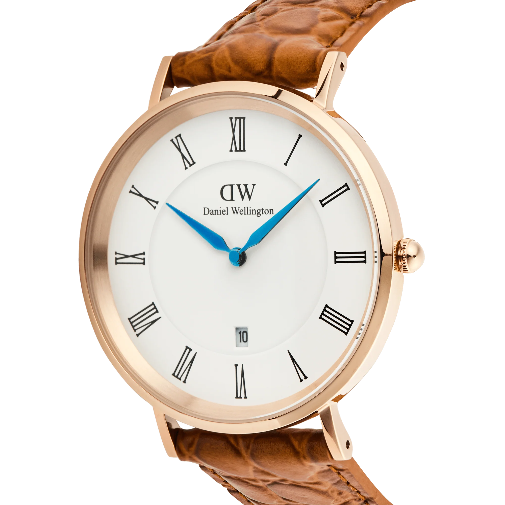Classic Roman Numerals Date Light Brown Croc Belly Rose Gold - Image 3