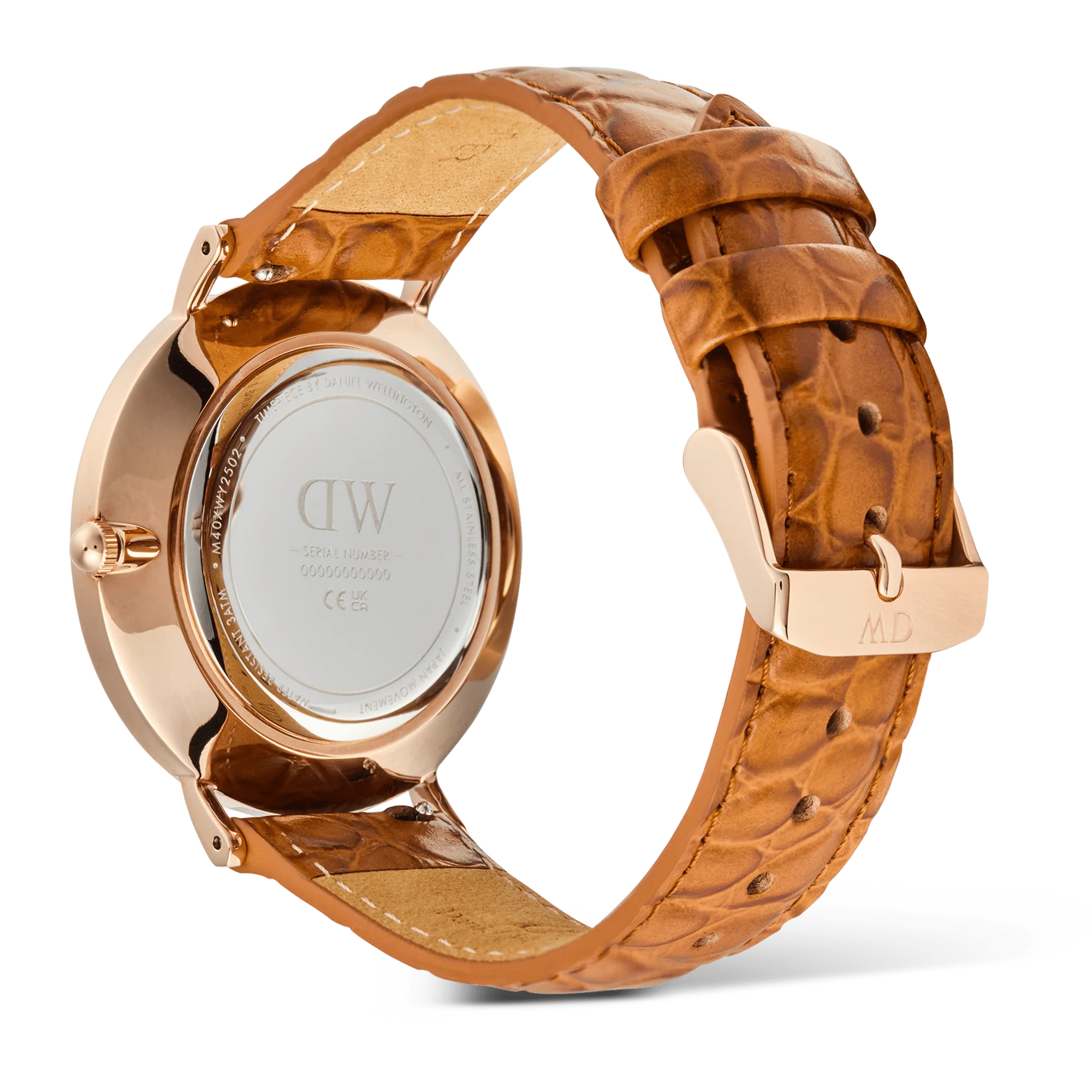Classic Roman Numerals Date Light Brown Croc Belly Rose Gold - Image 5