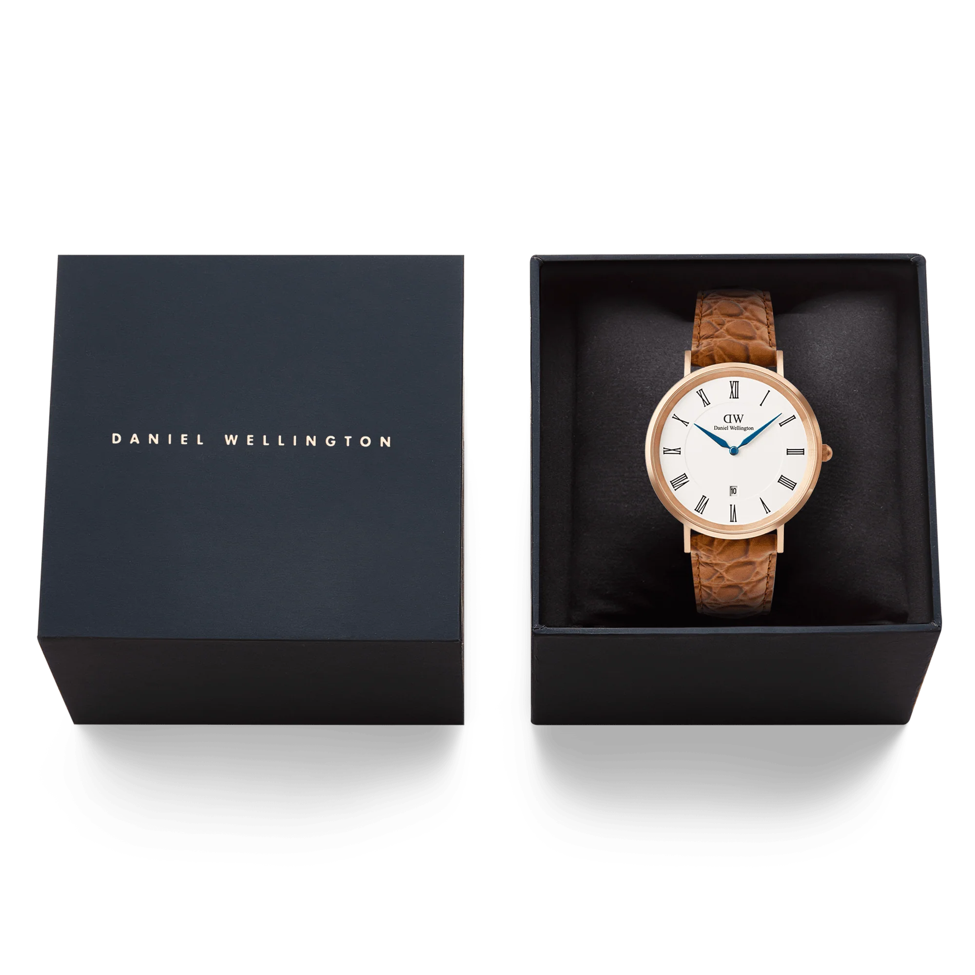 Classic Roman Numerals Date Light Brown Croc Belly Rose Gold - Image 6