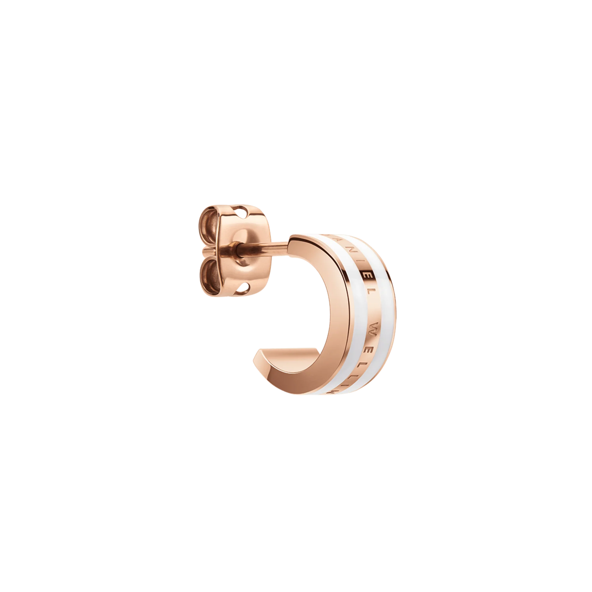 Emalie Earrings Rose Gold Satin White - Image 3