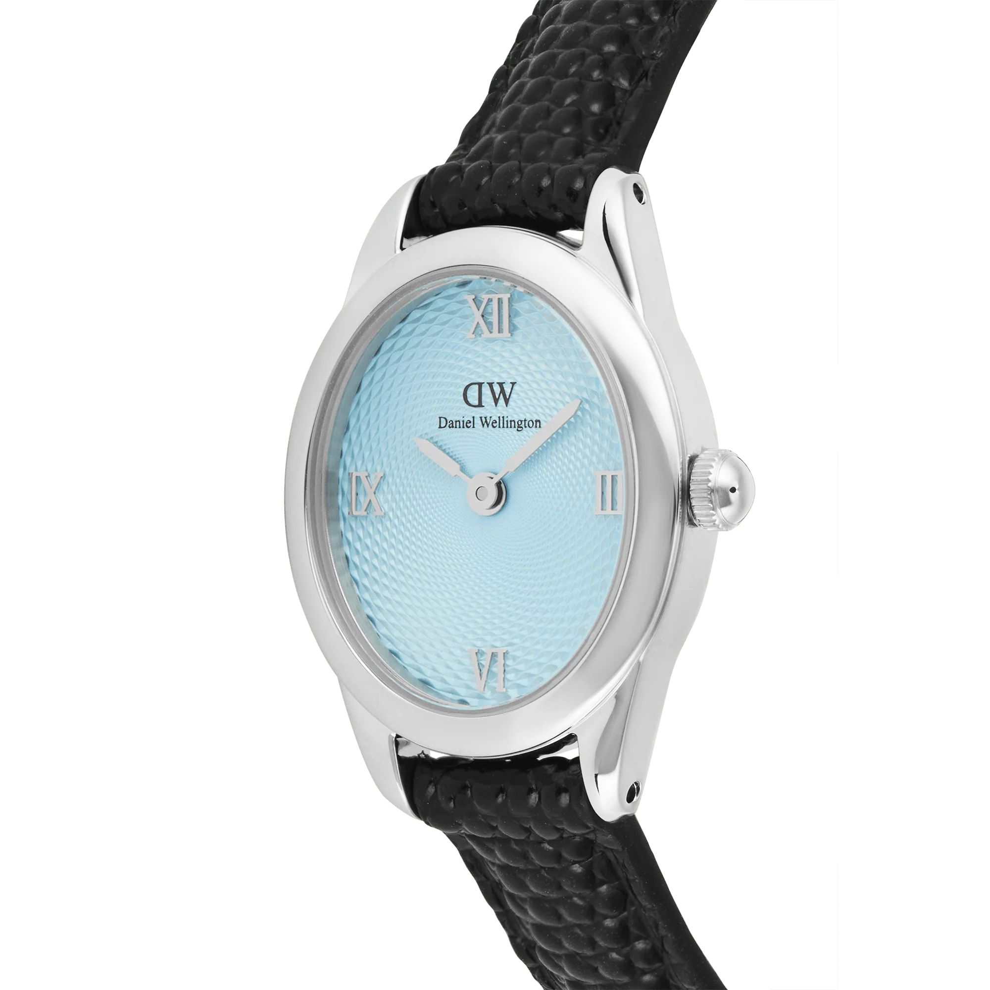 Ophelia Mini Black Lizard Ice Blue Guilloché Silver - Image 3