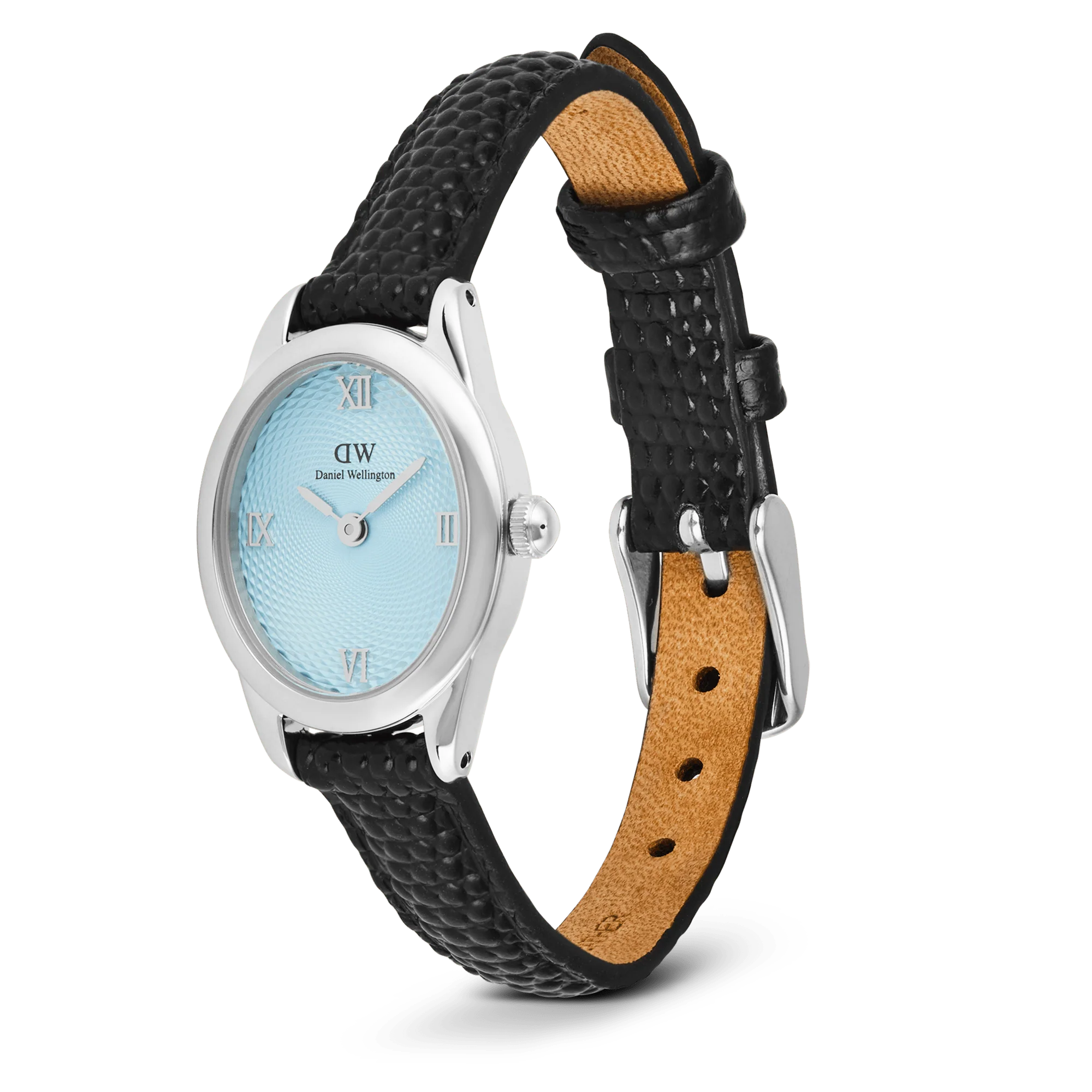 Ophelia Mini Black Lizard Ice Blue Guilloché Silver - Image 4
