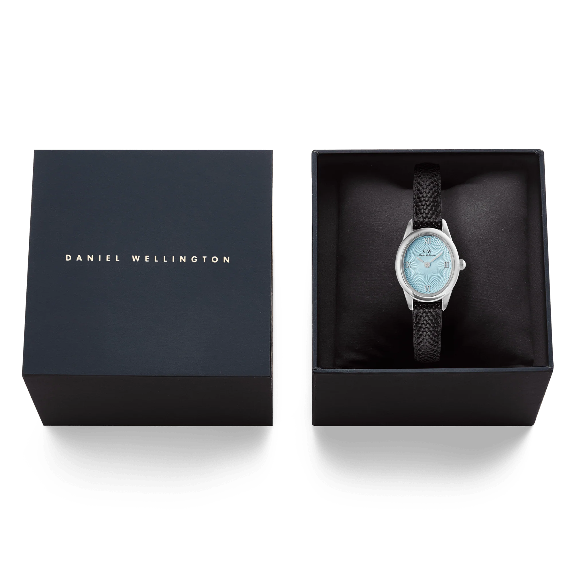Ophelia Mini Black Lizard Ice Blue Guilloché Silver - Image 6
