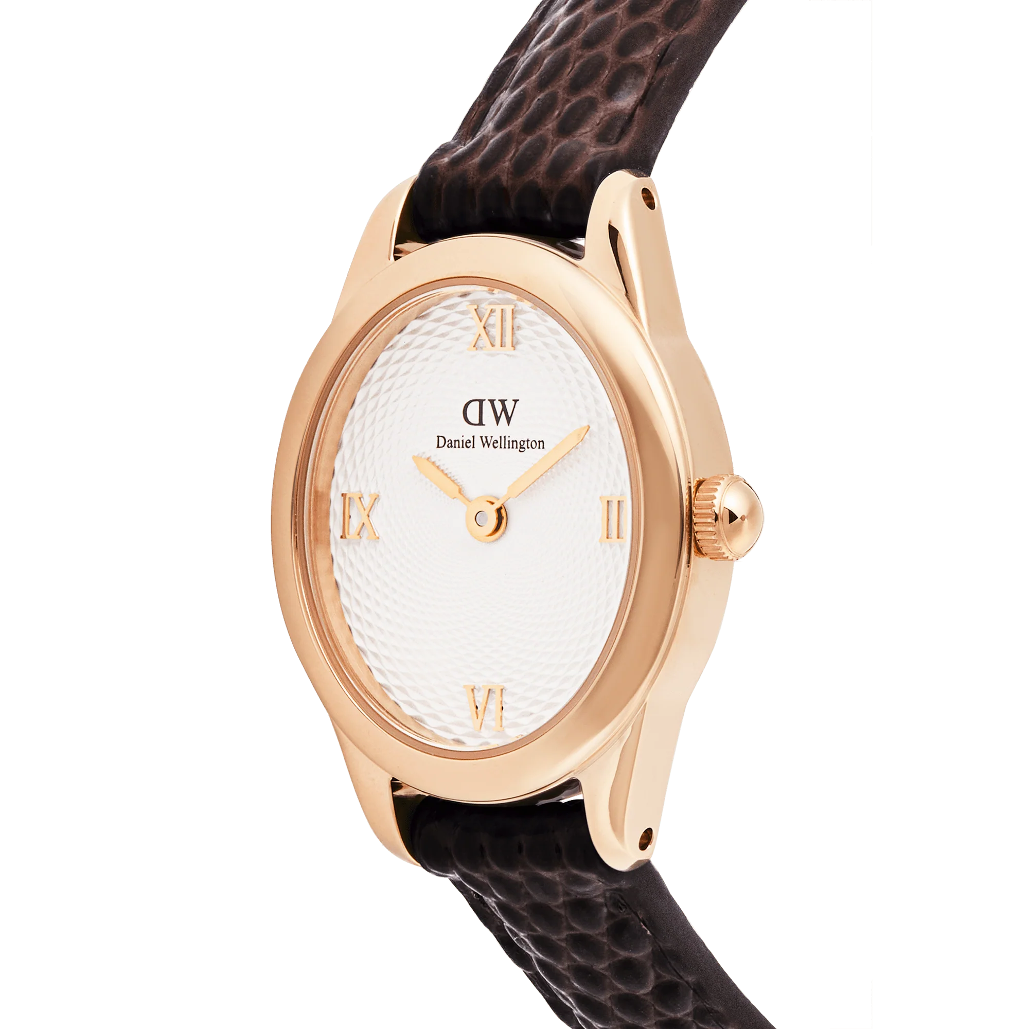 Ophelia Mini Dark Brown Lizard White Guilloché Rose Gold - Image 3