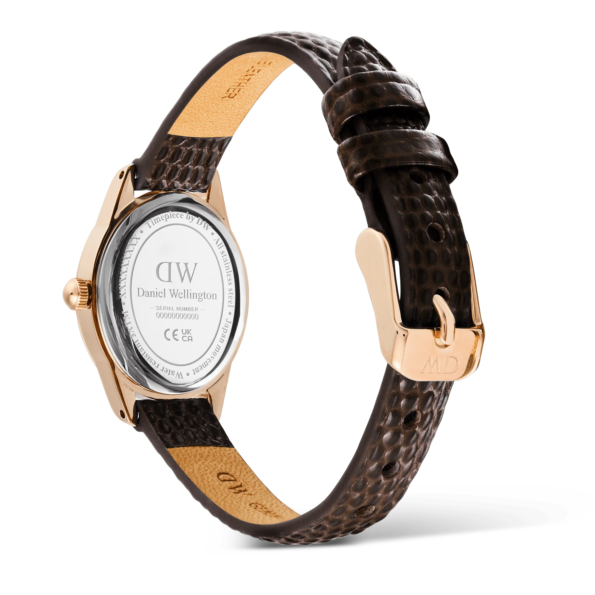 Ophelia Mini Dark Brown Lizard White Guilloché Rose Gold - Image 5