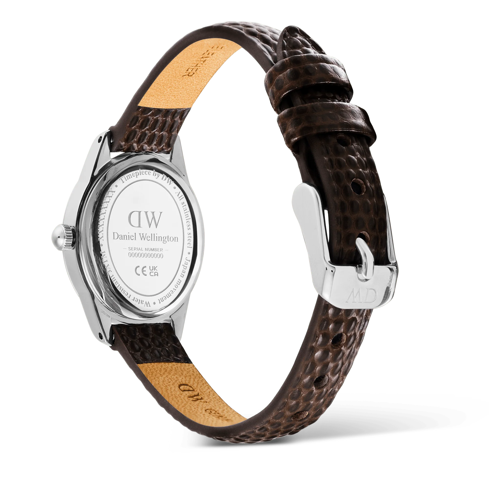 Ophelia Mini Dark Brown Lizard White Guilloché Silver - Image 5