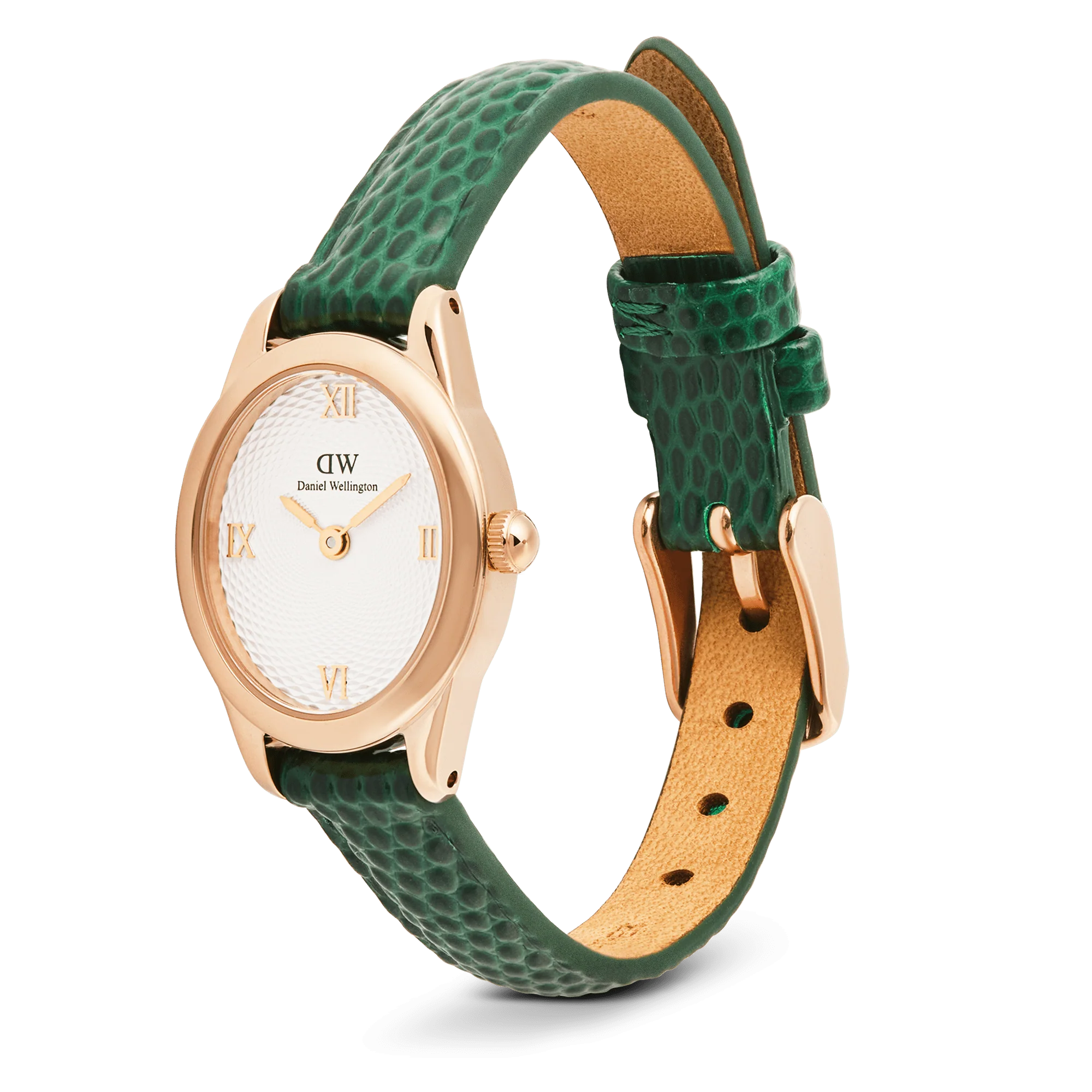 Ophelia Mini Green Lizard White Guilloché Rose Gold - Image 4